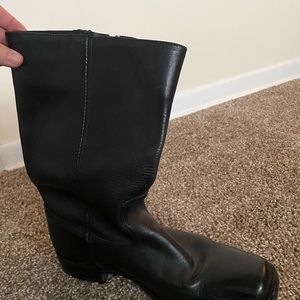 Frye Heath Outside Zip Leather Black Boots Womens Size 10B Riding Biker 77284